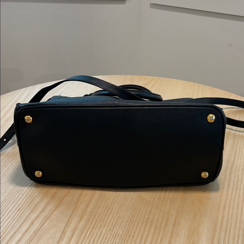 Prada Black Leather Satchel with Gold Accents - Picture 10 of 10